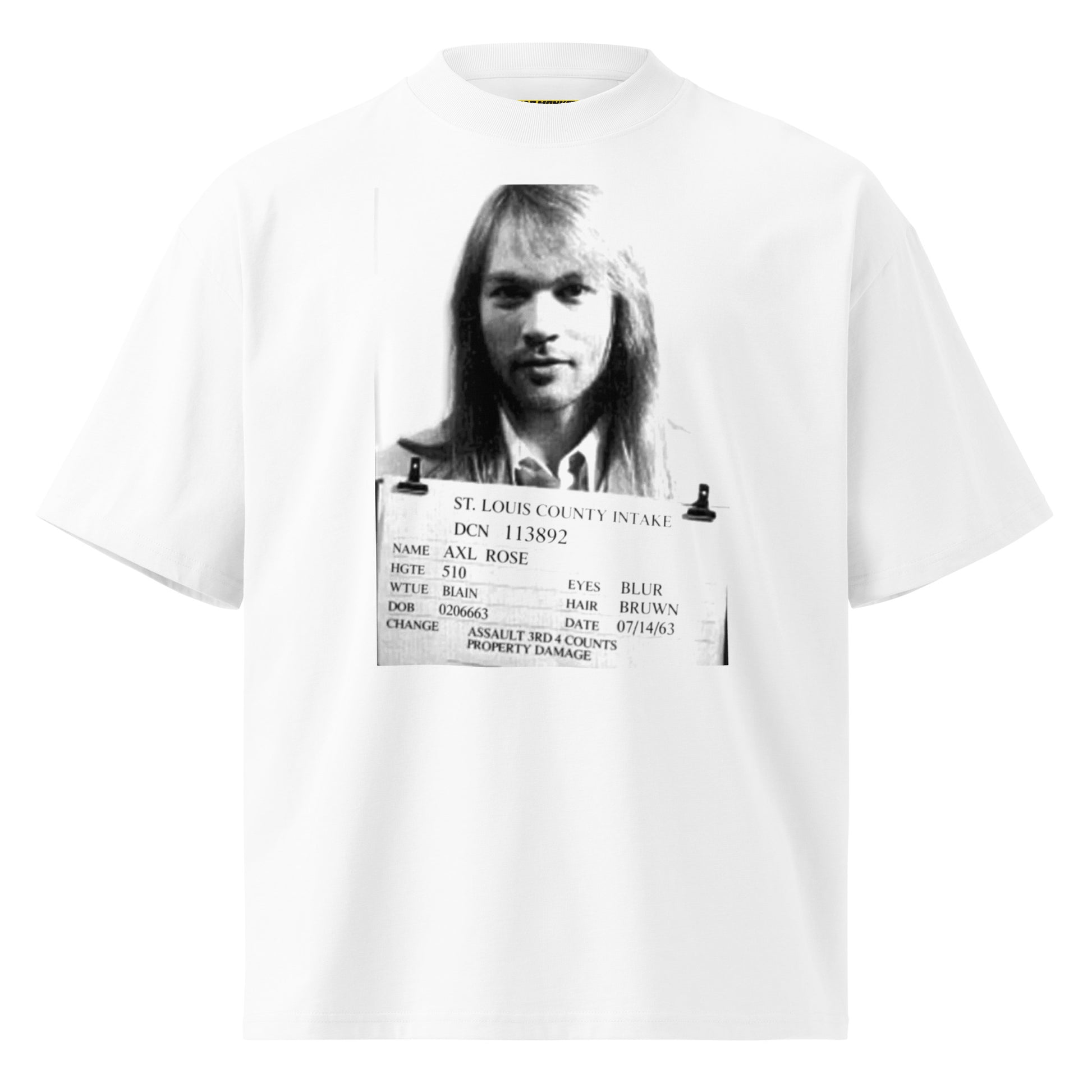 Axl Rose Mugshot Oversized Graphic Tee — organic cotton | Mad Monkey