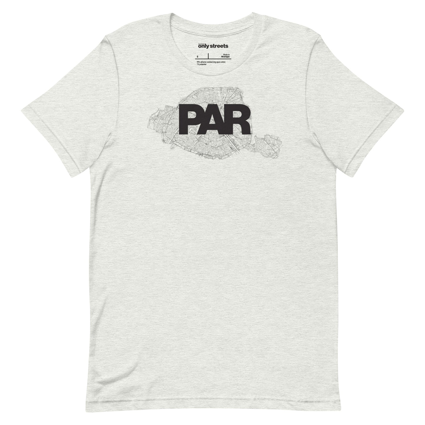 Paris Street Map Graphic Tee — Only Streets minimalist print | Mad Monkey