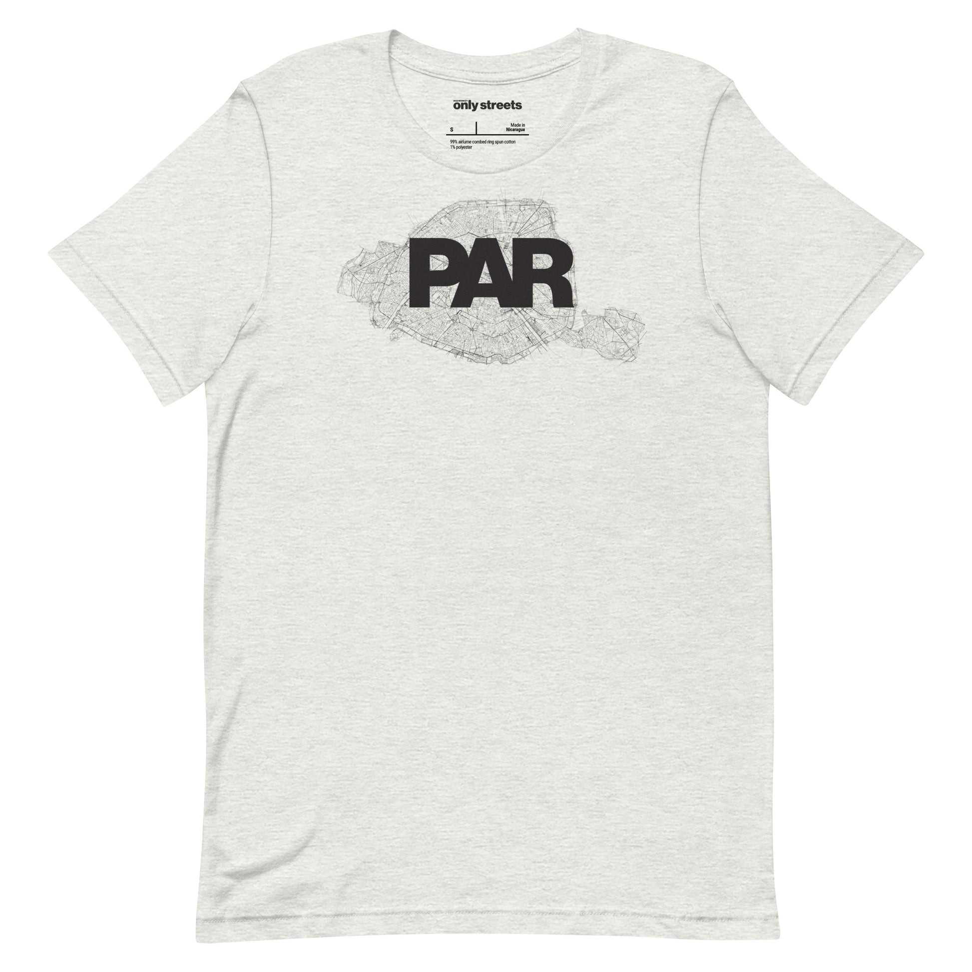 Paris Street Map Graphic Tee — Only Streets minimalist print | Mad Monkey